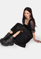 Phoenix Baumwolle Bestickt Puff Ärmel Midikleid