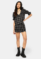 Ashwing Check Broderie Scalloped Short