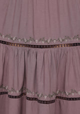 Solis Skull Embroidered Linen Midi Skirt