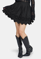 Moirae Contrast Broderie Hem Mini Skirt