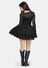 Moirae Contrast Broderie Hem Mini Skirt