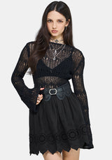 Moirae Contrast Broderie Hem Mini Skirt