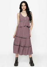 Solis Skull Embroidered Linen Midi Skirt