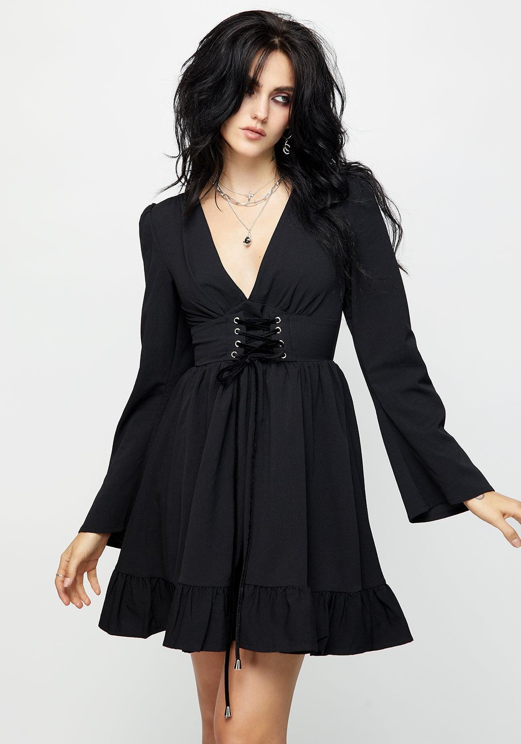 black lace up mini dress Aura – Disturbia Size:68L Fashionable Mindset Braided Strap 2024 BLACK FRIDAY
