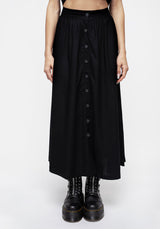 Maidenhair Knopf Runter Midi Rock - Mitternacht Schwarz