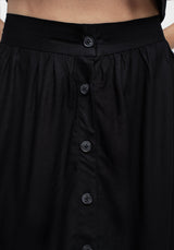 Maidenhair Knopf Runter Midi Rock - Mitternacht Schwarz