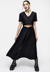 Maidenhair Knopf Runter Midi Rock - Mitternacht Schwarz