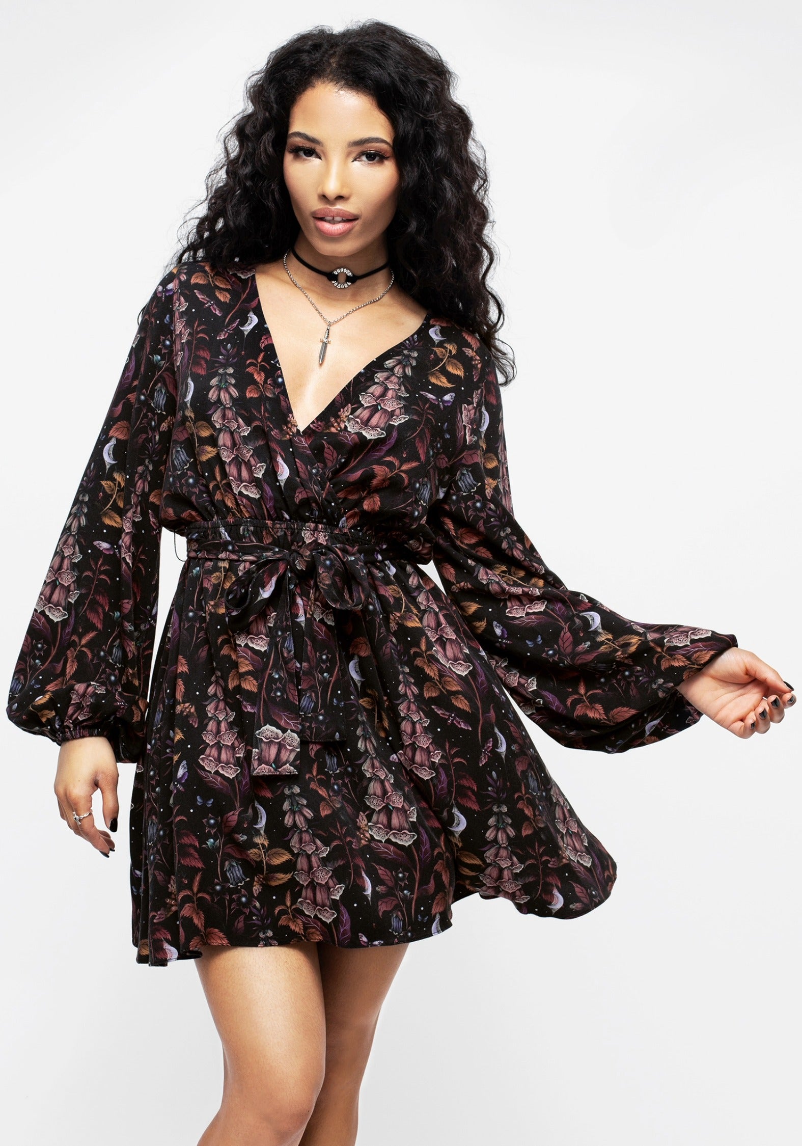 mini wrap dresses & Other Stories | Floral Wrap Mini Dress | Blue