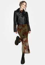 Vervain Bestickt Kunst- Leder Biker Jacke