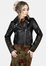 Vervain Bestickt Kunst- Leder Biker Jacke