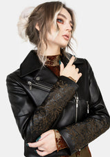 Vervain Bestickt Kunst- Leder Biker Jacke