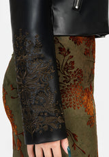 Vervain Bestickt Kunst- Leder Biker Jacke