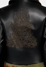 Vervain Bestickt Kunst- Leder Biker Jacke