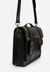 Rosamoth Schnalle Vine Bestickt Schulranzen Tasche Schwarz
