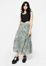 Sapphira Dragon Druck Chiffon Gestuft Maxi Rock