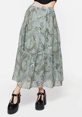 Sapphira Dragon Druck Chiffon Gestuft Maxi Rock