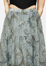 Sapphira Dragon Druck Chiffon Gestuft Maxi Rock