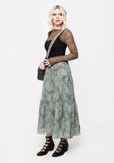 Sapphira Dragon Druck Chiffon Gestuft Maxi Rock