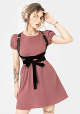 Rosamoth Applikation Besatz Baumwolle Mini Rüsche Kleid