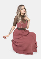 Abundance Baumwolle Blumenmuster Bestickt Mieder Cami Midaxi Kleid