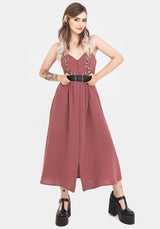 Abundance Baumwolle Blumenmuster Bestickt Mieder Cami Midaxi Kleid