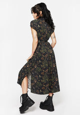 Wither Farn Druck Midi Hemd Kleid