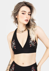 Copia Blumenmuster Bestickt Neckholder Bikini Top