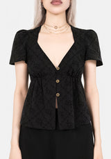 Polgara Blumenmuster Jacquard Peplum Top