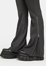 Lea Nadelstreifen Zip Bootcut Hose