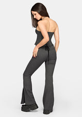 Lea Nadelstreifen Zip Bootcut Hose