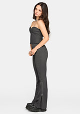 Lea Nadelstreifen Zip Bootcut Hose