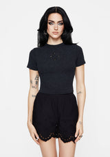 Christina Baumwolle Schnitt Raus Detail Washed T-Shirt