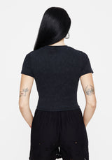 Christina Baumwolle Schnitt Raus Detail Washed T-Shirt