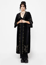 Kobra Samt Schlange Bestickt Langschnitt Kimono