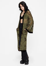 Jael Beflockt Langschnitt Mesh Kimono