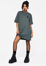 Artemisia Baumwolle Säure Waschen Motte Grafik T-Shirt Kleid