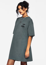 Artemisia Baumwolle Säure Waschen Motte Grafik T-Shirt Kleid