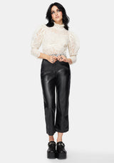 Lyra Spitze Gerafft Hoch Hals Bluse