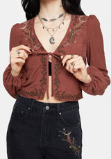 Abellona Bestickt Rost Krawatte Vorderseite Bluse