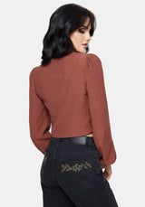 Abellona Bestickt Rost Krawatte Vorderseite Bluse