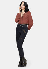 Abellona Bestickt Rost Krawatte Vorderseite Bluse
