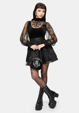 Trixie Velvet Embroidered Long Sleeve Funnel Top