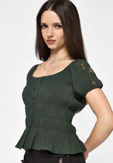 Elio Crinkle Embroidered Top