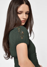 Elio Crinkle Embroidered Top