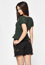 Elio Crinkle Embroidered Top