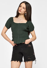 Elio Crinkle Embroidered Top