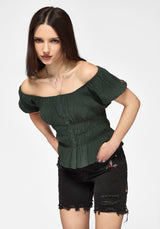 Elio Crinkle Embroidered Top