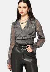 Merunicorn Enchanted Wald Grau Chiffon Wickel Top