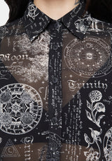 Trinity Mond Druck Chiffon Hemd