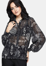 Trinity Mond Druck Chiffon Hemd